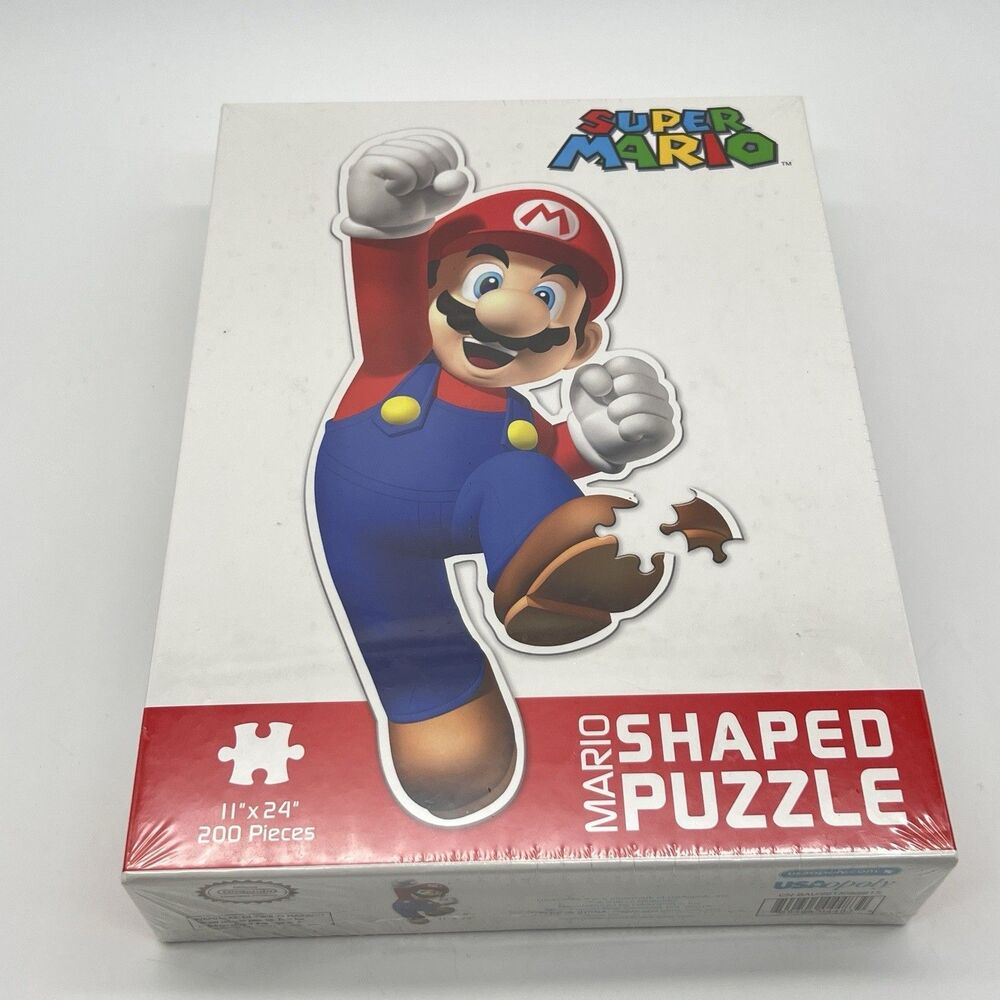 Super Mario Shaped Puzzle By USAOPOLY 200 Pieces 11"x 24" Nintendo New Sealed